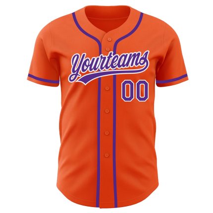 Custom Baseball Jersey Authentic Style 8254 - Orange Purple White Color Design Custom Orange Purple-White Authentic Baseball