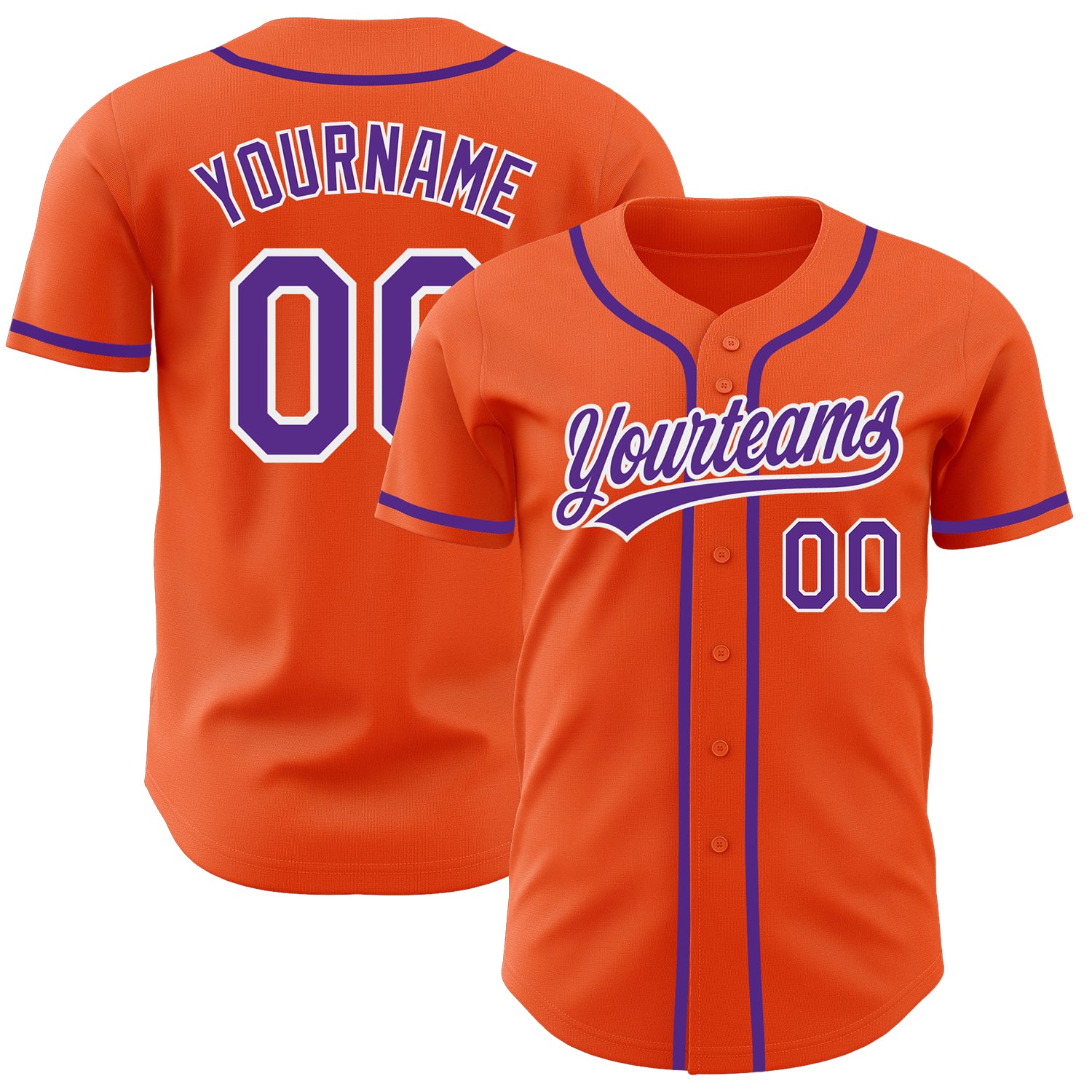 Custom Baseball Jersey Authentic Style 8254 - Orange Purple White Color Design Custom Orange Purple-White Authentic Baseball