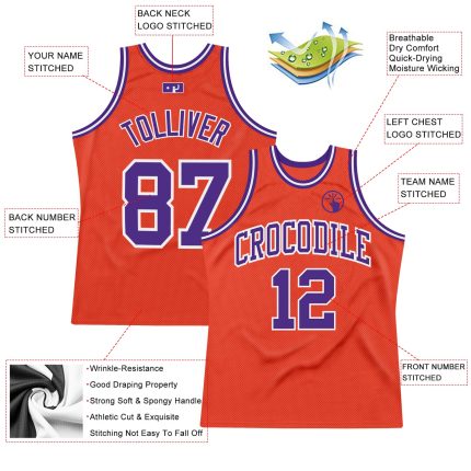 Custom Basketball Jersey - Authentic Orange Purple White Throwback Design Custom Orange Purple-White Authentic Throwback