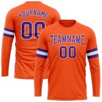 Custom Performance T-Shirt in Orange Purple White - Long Sleeve Athletic Tee Custom Orange Purple-White Long Sleeve Performance