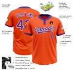 Custom Unisex Softball Jersey - Orange Purple White Two-Button Design Custom Orange Purple-White Two-Button Unisex Softball