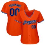 Custom Orange Black Baseball Jersey | Authentic Royal-Black Design Custom Orange Royal-Black Authentic Baseball Jersey