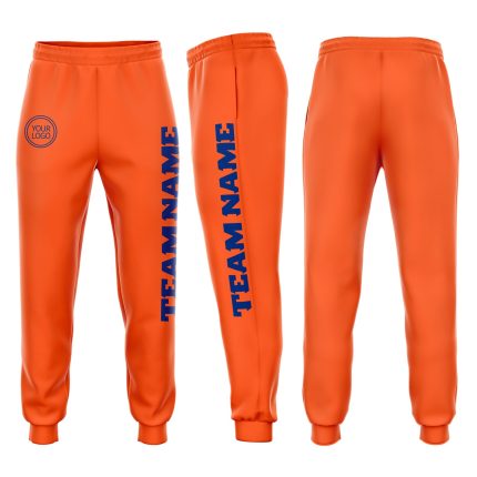 Custom Orange Jogger Sweatpants for Men, Royal Fleece Athletic Wear Custom Orange Royal Fleece Jogger Sweatpants
