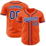 Orange Custom Authentic Baseball Jersey - Royal and White Design Custom Orange Royal-White Authentic Baseball Jersey