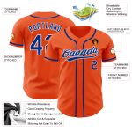 Orange Custom Authentic Baseball Jersey - Royal and White Design Custom Orange Royal-White Authentic Baseball Jersey