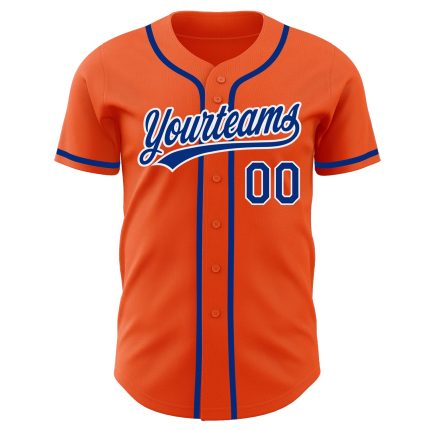 Orange Custom Authentic Baseball Jersey - Royal and White Design Custom Orange Royal-White Authentic Baseball Jersey