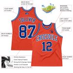 Custom Orange Royal White Basketball Jersey Authentic Throwback Style Custom Orange Royal-White Authentic Throwback Basketball
