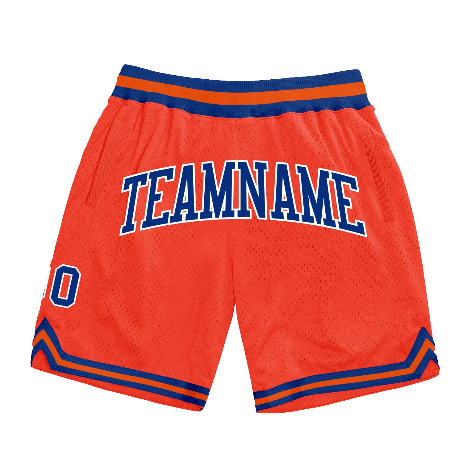 Custom Orange Basketball Shorts - Authentic Royal-White Throwback Design Custom Orange Royal-White Authentic Throwback Basketball
