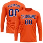 Custom Orange Long Sleeve Performance T-Shirt - Royal White Athletic Top Custom Orange Royal-White Long Sleeve Performance