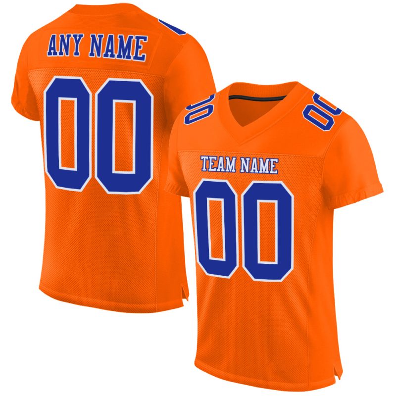 Custom Orange Royal White Authentic Football Jersey - Mesh Design for Comfort Custom Orange Royal-White Mesh Authentic Football