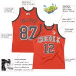Custom Throwback Basketball Jersey - Authentic Gray Black Orange Design Custom Orange Steel Gray-Black Authentic Throwback