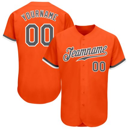 Custom Orange Steel Gray-White Authentic Baseball Jersey for Men - Premium Quality Apparel Custom Orange Steel Gray-White
