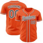 Custom Baseball Jersey Gray White Orange Authentic Style 8573 Custom Orange Steel Gray-White Authentic Baseball Jersey Style