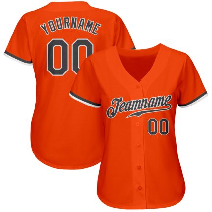 Custom Orange Steel Gray-White Authentic Baseball Jersey for Men - Premium Quality Apparel Custom Orange Steel Gray-White