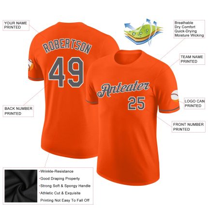 Custom Performance T-Shirt in Orange, Steel Gray, and White - Style 2561 Custom Orange Steel Gray-White Performance T-Shirt