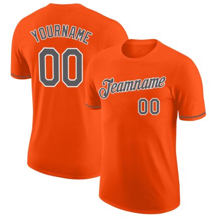 Custom Performance T-Shirt in Orange, Steel Gray, and White - Style 2561 Custom Orange Steel Gray-White Performance T-Shirt