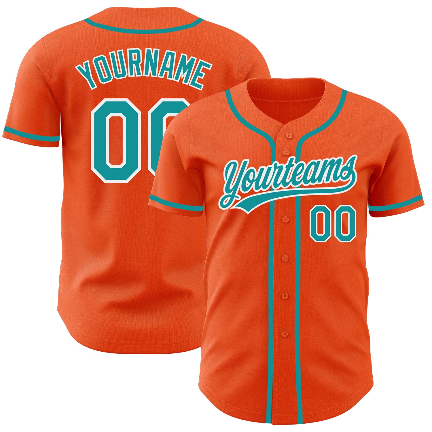Custom Orange and Teal Baseball Jersey - Authentic Design for Sports Fans Custom Orange Teal-White Authentic Baseball Jersey