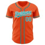 Custom Orange and Teal Baseball Jersey - Authentic Design for Sports Fans Custom Orange Teal-White Authentic Baseball Jersey