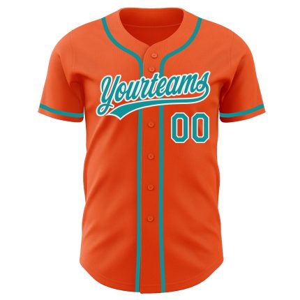 Custom Orange and Teal Baseball Jersey - Authentic Design for Sports Fans Custom Orange Teal-White Authentic Baseball Jersey