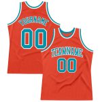Custom Basketball Jersey Orange Teal White Authentic Throwback Style Custom Orange Teal-White Authentic Throwback Basketball