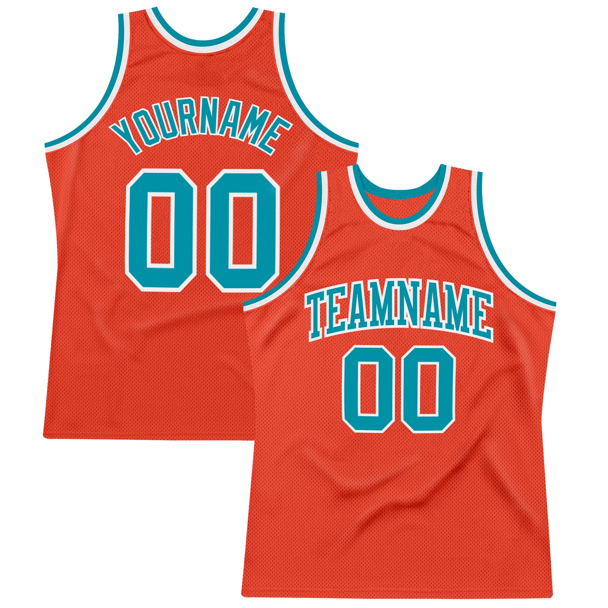 Custom Basketball Jersey Orange Teal White Authentic Throwback Style Custom Orange Teal-White Authentic Throwback Basketball