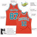 Custom Basketball Jersey Orange Teal White Authentic Throwback Style Custom Orange Teal-White Authentic Throwback Basketball
