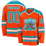 Customizable Orange and Teal Hockey Jersey for Team Sports - White Accents Custom Orange Teal-White Hockey Jersey