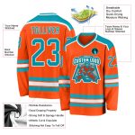 Customizable Orange and Teal Hockey Jersey for Team Sports - White Accents Custom Orange Teal-White Hockey Jersey