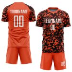 Custom Orange Black White Soccer Jersey Sublimation Uniform for Adults Custom Orange White-Black Sublimation Soccer Uniform