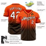 Authentic Fade Fashion Baseball Jersey - Custom Orange White-Brown Design Custom Orange White-Brown Authentic Fade Fashion