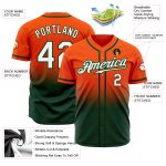 Custom Authentic Orange White Green Fade Fashion Baseball Jersey Custom Orange White-Green Authentic Fade Fashion Baseball