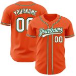 Custom Orange White Kelly Green Baseball Jersey - Authentic Team Apparel Custom Orange White-Kelly Green Authentic Baseball