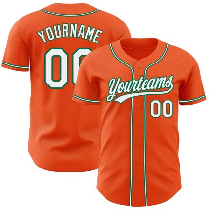 Custom Orange White Kelly Green Baseball Jersey - Authentic Team Apparel Custom Orange White-Kelly Green Authentic Baseball