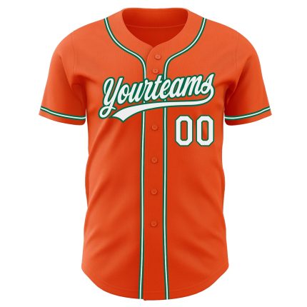 Custom Orange White Kelly Green Baseball Jersey - Authentic Team Apparel Custom Orange White-Kelly Green Authentic Baseball