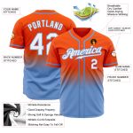 Authentic Fade Fashion Baseball Jersey in Custom Orange and Light Blue Custom Orange White-Light Blue Authentic Fade Fashion