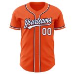 Custom Authentic Baseball Jersey - Orange White and Navy Team Colors Custom Orange White-Navy Authentic Baseball Jersey