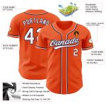 Custom Authentic Baseball Jersey - Orange White and Navy Team Colors Custom Orange White-Navy Authentic Baseball Jersey