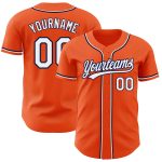 Custom Authentic Baseball Jersey - Orange White and Navy Team Colors Custom Orange White-Navy Authentic Baseball Jersey