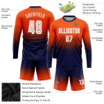 Custom Orange White Navy Soccer Jersey Long Sleeve Sublimation Fashion Uniform Custom Orange White-Navy Sublimation Long