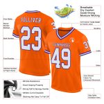 Orange White Purple Custom Mesh Throwback Football Jersey - Authentic Fit Custom Orange White-Purple Mesh Authentic Throwback