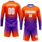 Custom Soccer Uniform Jersey - Orange White Purple Sublimation Long Sleeve Fade Fashion Custom Orange White-Purple Sublimation