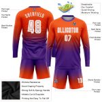 Custom Soccer Uniform Jersey - Orange White Purple Sublimation Long Sleeve Fade Fashion Custom Orange White-Purple Sublimation