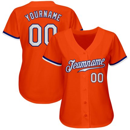 Custom Orange and White Baseball Jersey - Royal Authentic Design Custom Orange White-Royal Authentic Baseball Jersey