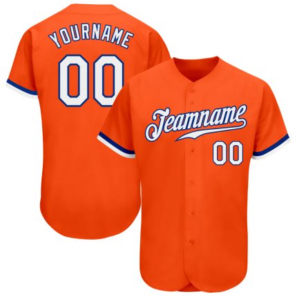 Custom Orange and White Baseball Jersey - Royal Authentic Design Custom Orange White-Royal Authentic Baseball Jersey