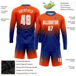 Custom Soccer Uniform Jersey Long Sleeve Fade Orange White-Royal Sublimation Design Custom Orange White-Royal Sublimation