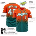 Custom Orange Teal Authentic Fade Baseball Jersey - Fashion Sports Apparel Custom Orange White-Teal Authentic Fade Fashion