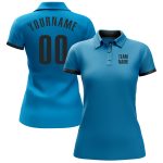 Panther Blue Black Performance Golf Polo Shirt - Custom Men's Golf Apparel Custom Panther Blue Black Performance Golf Polo