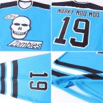 Custom Panther Hockey Jersey Blue Black White - Personalized Hockey Gear Custom Panther Blue Black-White Hockey Jersey