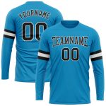 Panther Blue Long Sleeve Performance T-Shirt for Men and Women - Black-White Custom Design Custom Panther Blue Black-White