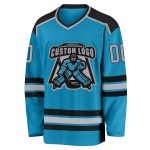 Custom Panther Blue Gray Black Hockey Jersey - Personalized Hockey Apparel Custom Panther Blue Gray-Black Hockey Jersey